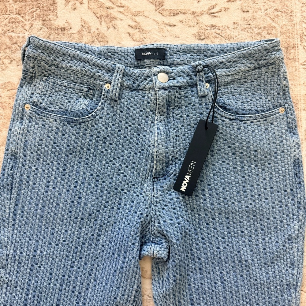 Fashion Nova Light Blue Textured Slim Jeans
